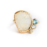 Reflecting Pool Moonstone| Organic Blue Gemstone Engagement Ring - Melissa Tyson Designs