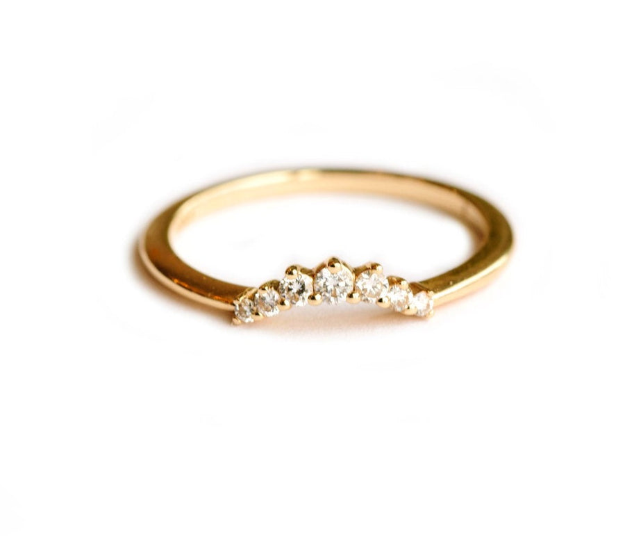 Tiara | Curved Diamond and Recycled Gold Wedding Band - Melissa Tyson Designs