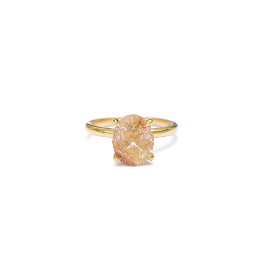 Sunrise Sunset | Oval Rose Rutilated Quartz Engagement Ring - Melissa Tyson Designs