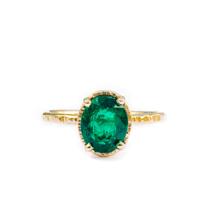 1.89ct Emerald Oval Engagement Ring - Melissa Tyson Designs