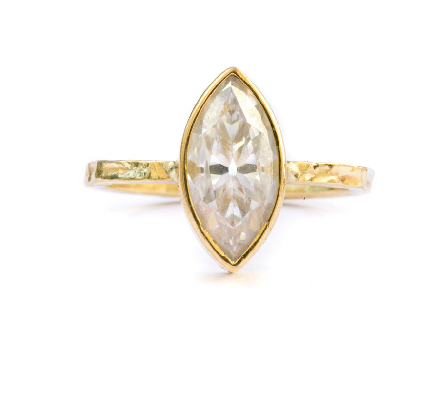 Marquise Hammered Engagement Ring - Melissa Tyson Designs