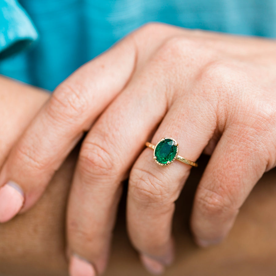 Vintage Wedding Ring Set, Oval Emerald Ring Rose Gold Promise Antique Emerald  Ring | Benati