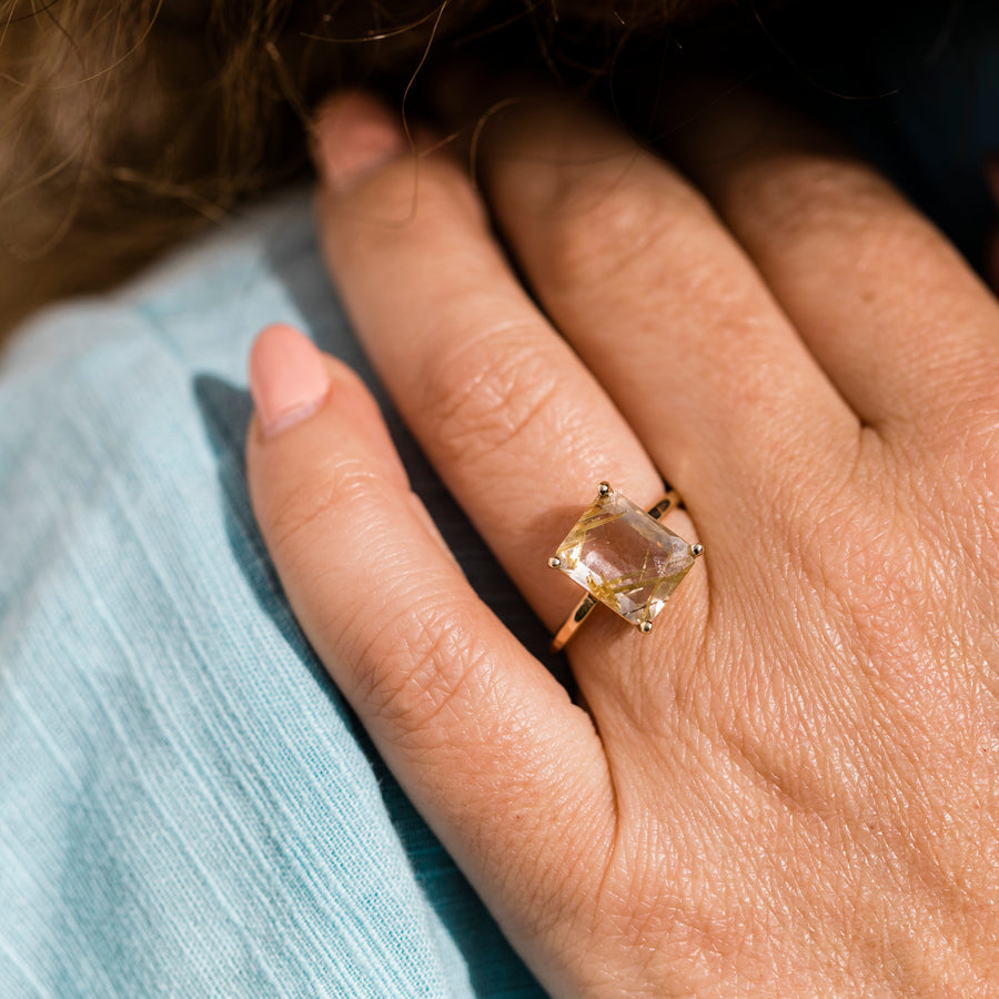 Golden Rutilated Quartz Ring - Melissa Tyson Designs