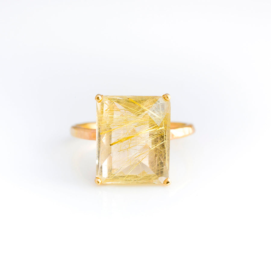 Golden Days | Rudilated Quartz Engagement Ring - Melissa Tyson Designs