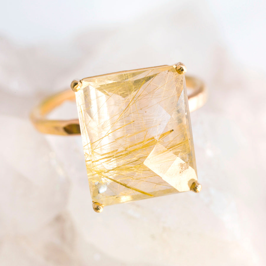 Golden Days | Rudilated Quartz Engagement Ring - Melissa Tyson Designs