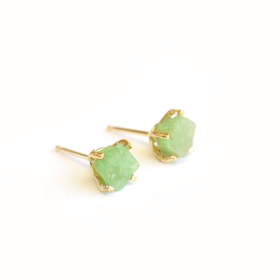 Raw Emerald Stud Earrings MTD