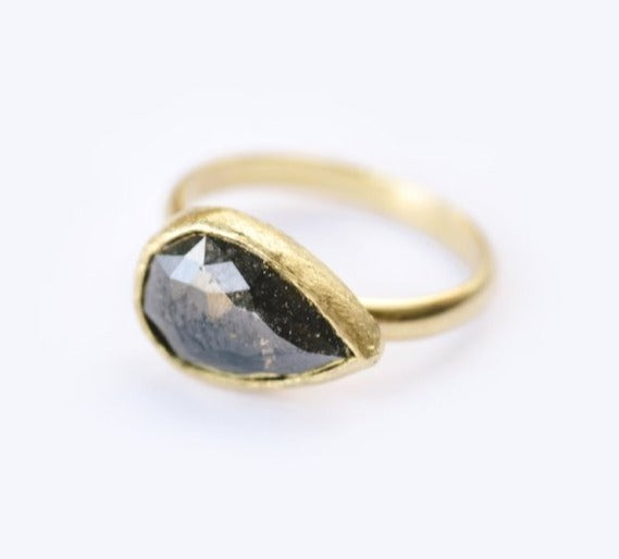 Freesia | Gray Rose Cut Pear Diamond Engagement Ring - Melissa Tyson Designs