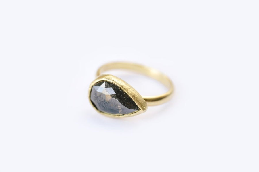 Freesia | Gray Rose Cut Pear Diamond Engagement Ring - Melissa Tyson Designs