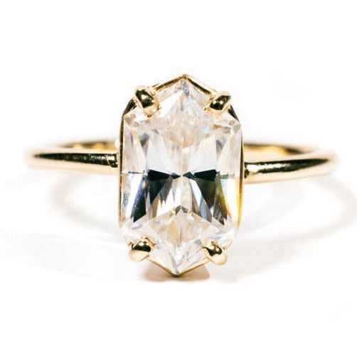 Loretta Elongated Hexagon Antique Moissanite Engagement Ring - MTD