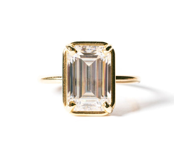 Emerald Grandeur 5ct Emerald Cut Moissanite Engagement Ring Ready to Ship - MTD