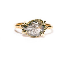 Mango Salt and Pepper Diamond East West Low Profile Hammered Engagement Ring - MTD