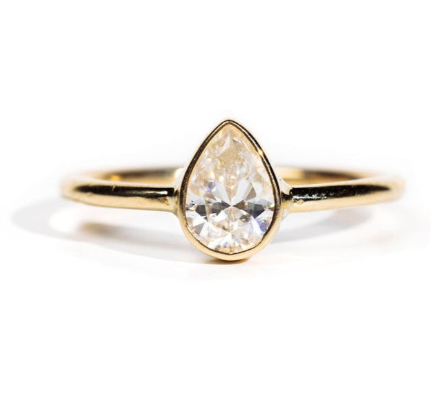 Sara Pear Moissanite Bezel Engagement Ring - MTD