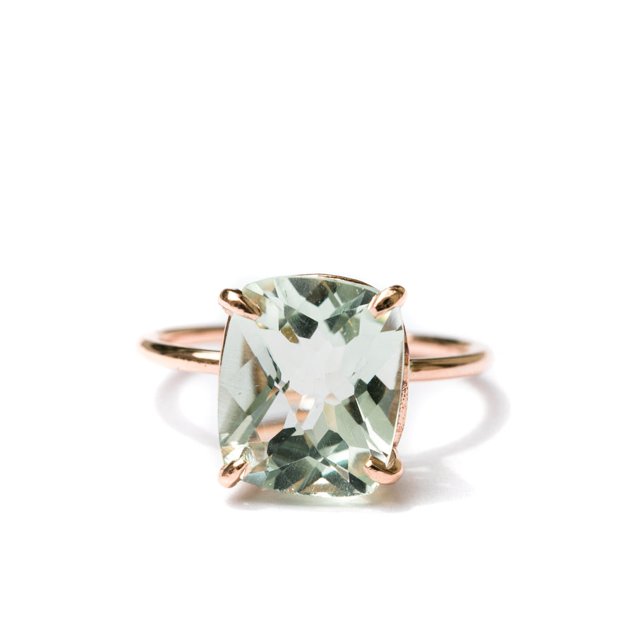 Spring Green Cushion Cut Green Amethyst Ring - MTD