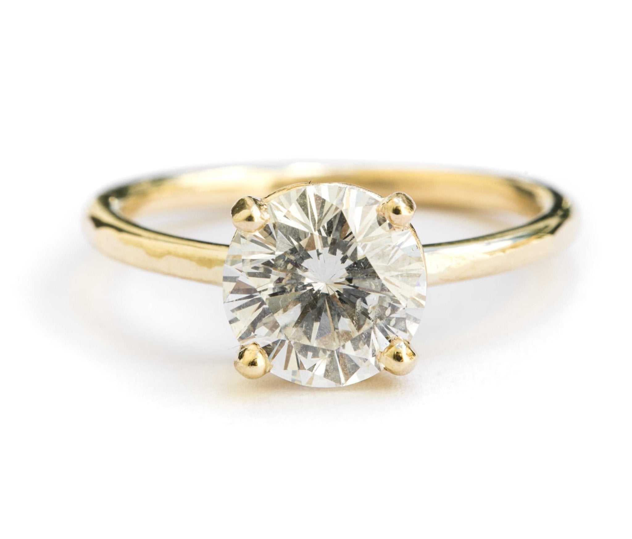 Treasure 2 | 2ct Round Diamond Engagement Ring Hammered Band - MTD