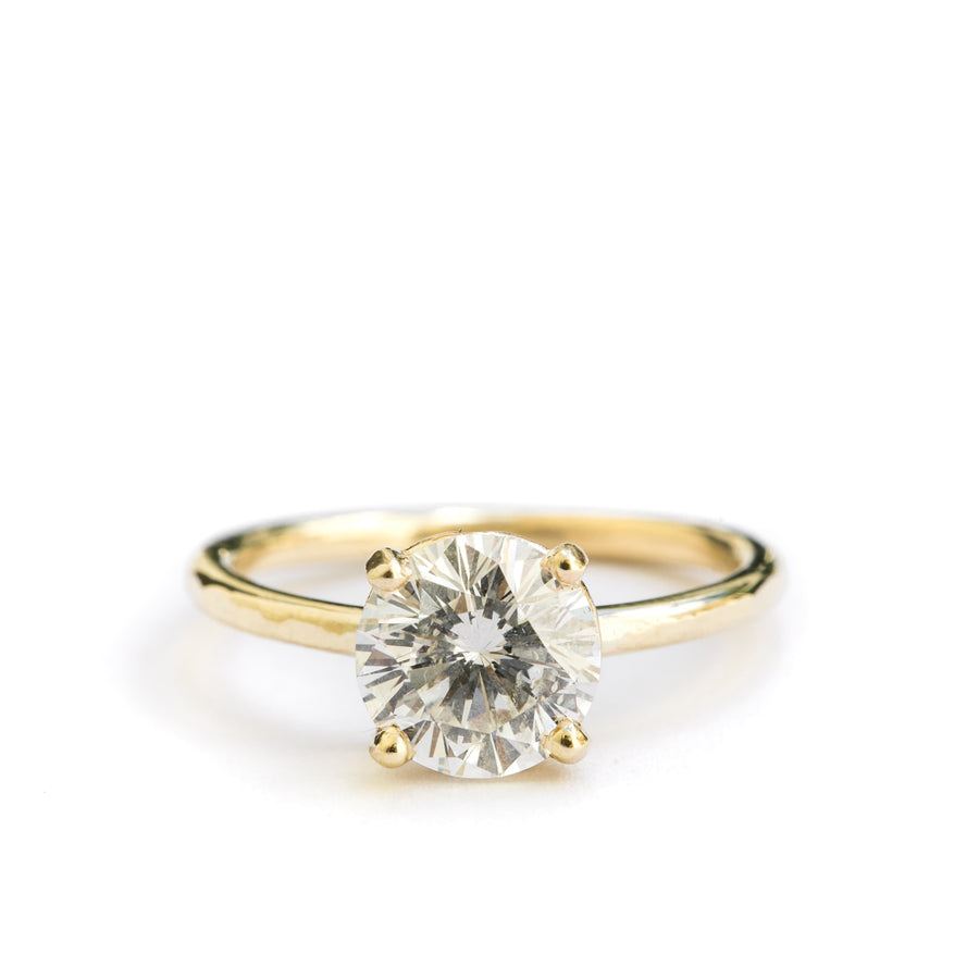 Treasure 2 | 2ct Round Diamond Engagement Ring Hammered Band - MTD