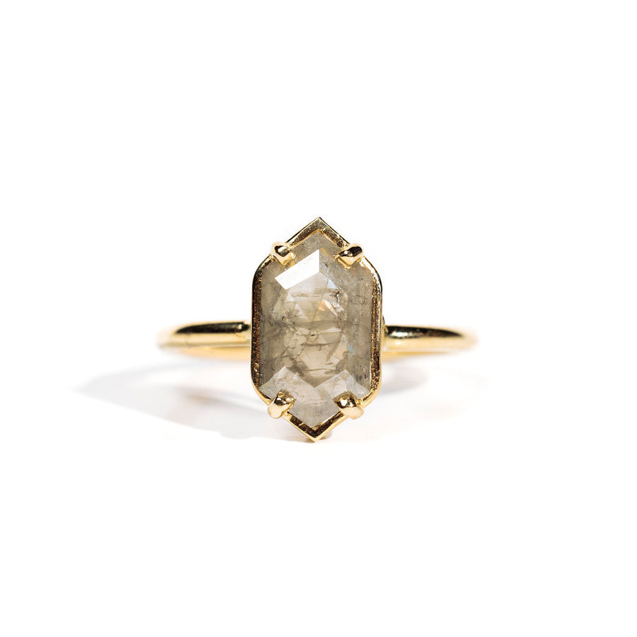Constance Elongated Hexagon Salt and Pepper Diamond Engagement Ring - MTD