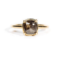 1.08ct Cushion Salt and Pepper Diamond Engagement Ring - MTD