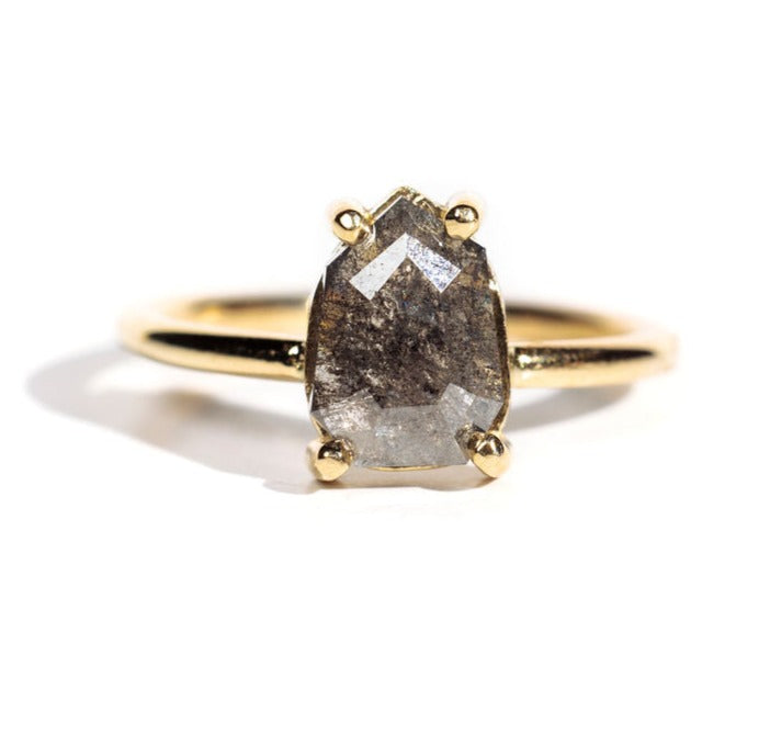 Loraine Shield Cut Salt and Pepper Diamond Engagement Ring - MTD