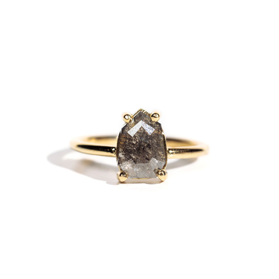 Loraine Shield Cut Salt and Pepper Diamond Engagement Ring - MTD