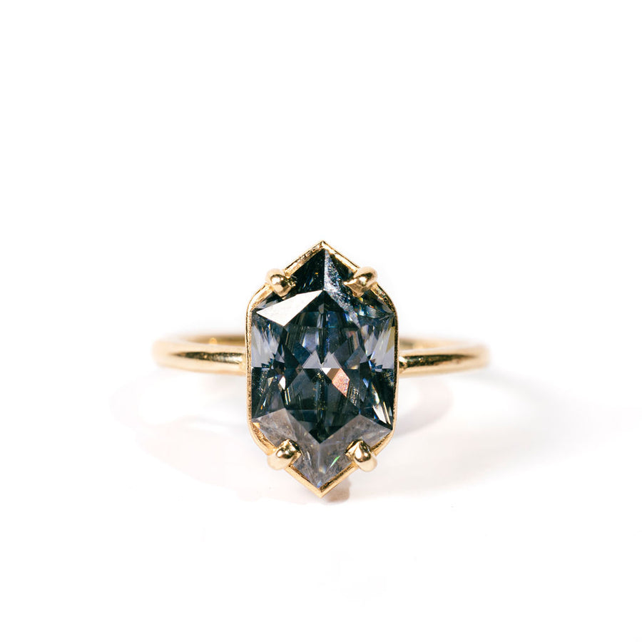 Josephine in Fancy Gray | Moissanite Elongated Hexagon Engagement Ring - MTD
