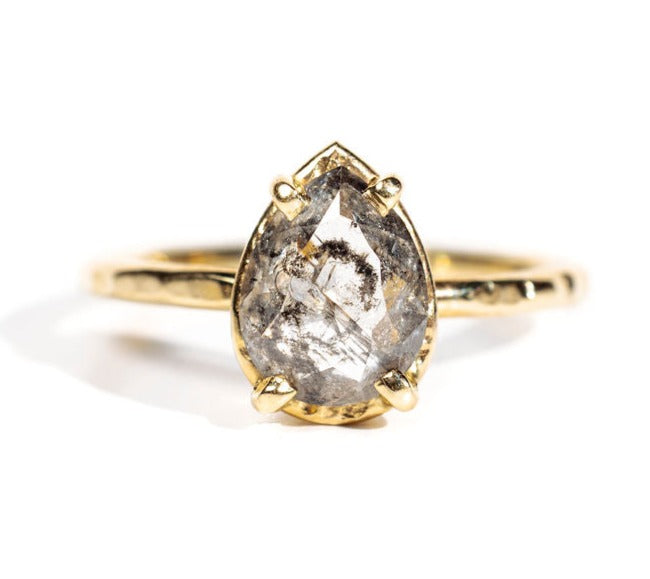 Serine Pear Salt and Pepper Diamond Engagement Ring - MTD