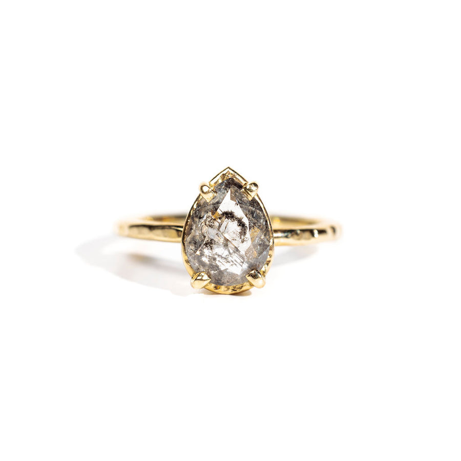 Serine Pear Salt and Pepper Diamond Engagement Ring - MTD