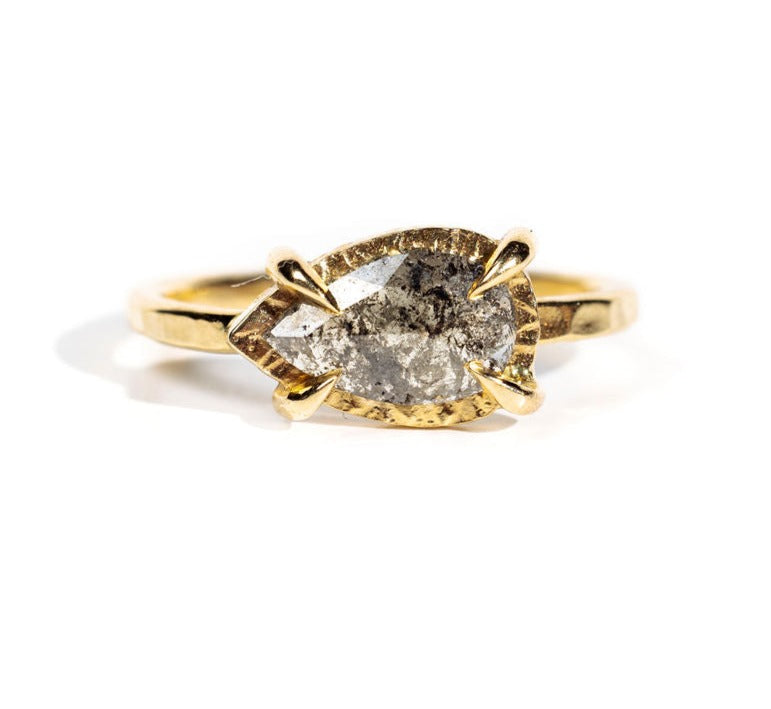 Night Sky 2 Featuring a 1.1ct Salt and Pepper Pear Diamond Engagement Ring - MTD