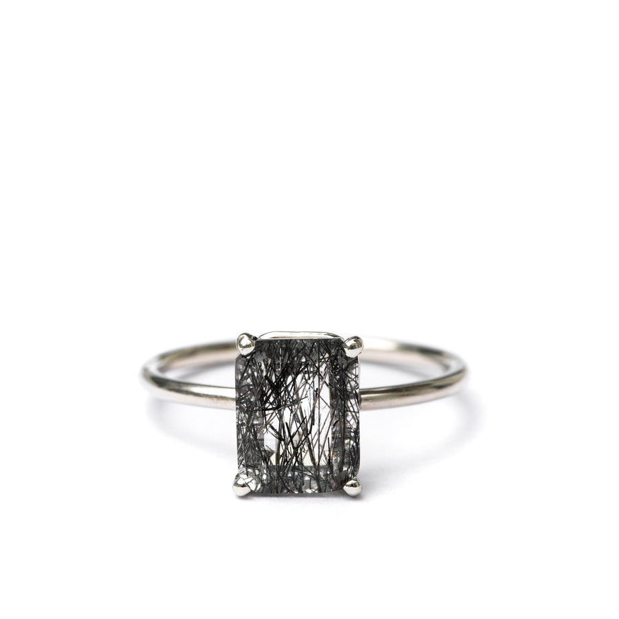 Nightshades | Black Tourmalated Quartz Engagement Ring - Melissa Tyson Designs