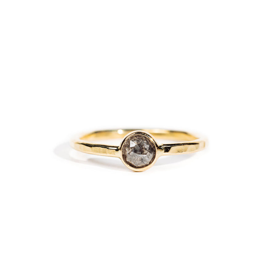 Gray Dot Salt and Pepper Round Diamond Ring - MTD