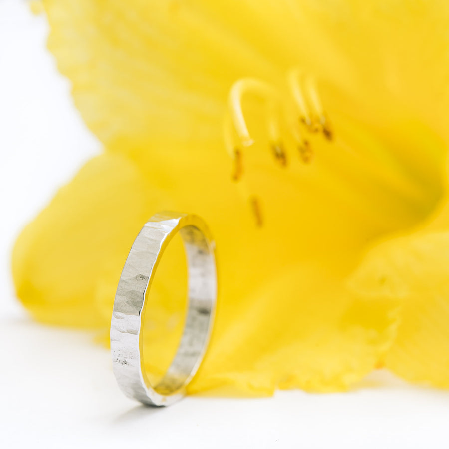 White Birch | Hammered Mens Wedding Band - MTD