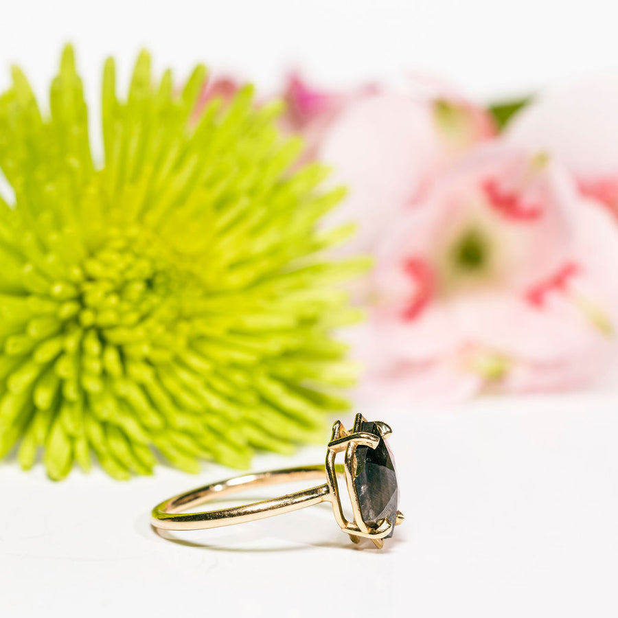 Donella Elongated Hexagon Salt and Pepper Diamond Ring - MTD