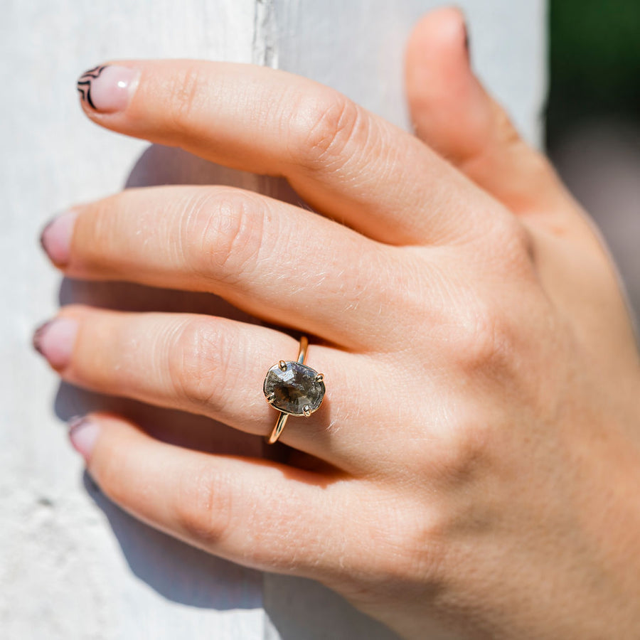 Nicci Octagon Salt and Pepper Diamond Engagement Ring - MTD