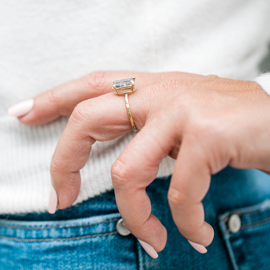 Nightshades | Black Tourmalated Quartz Engagement Ring - Melissa Tyson Designs