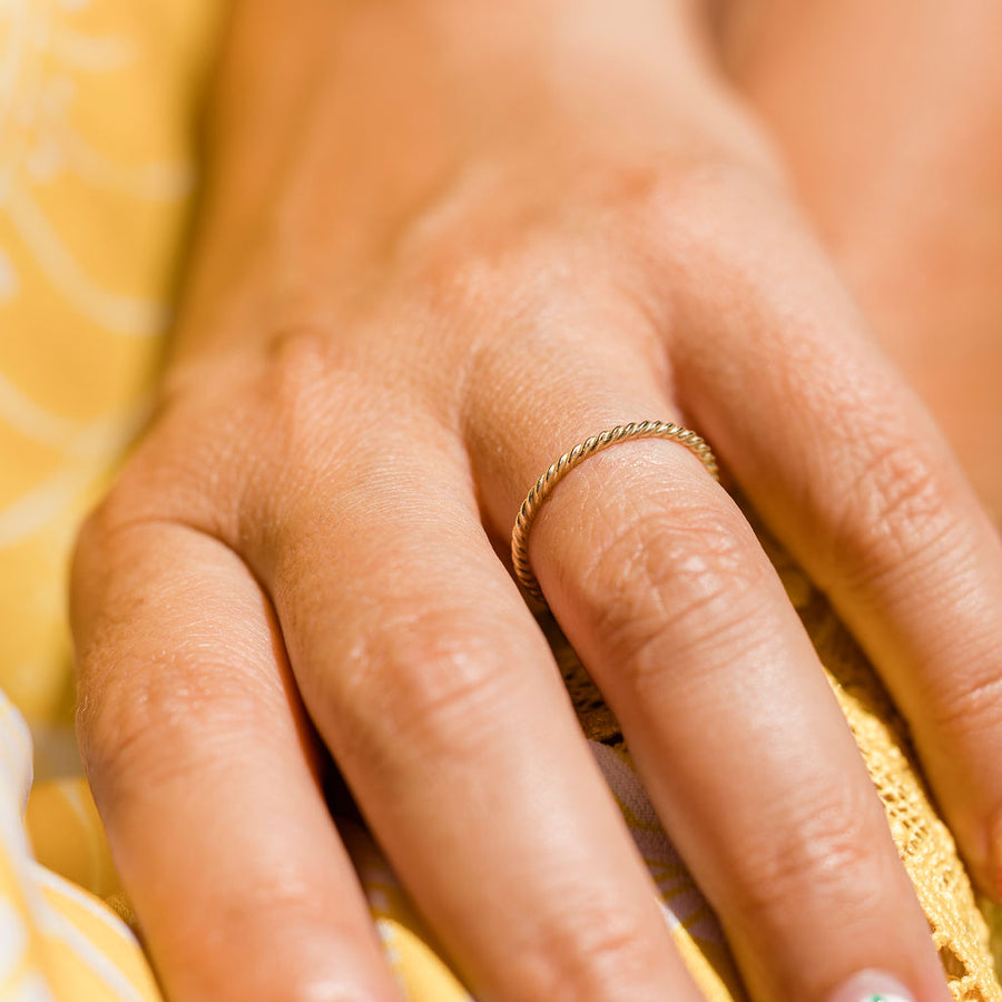 Rope Ring Twisted Thin Stacking Wedding Band - MTD