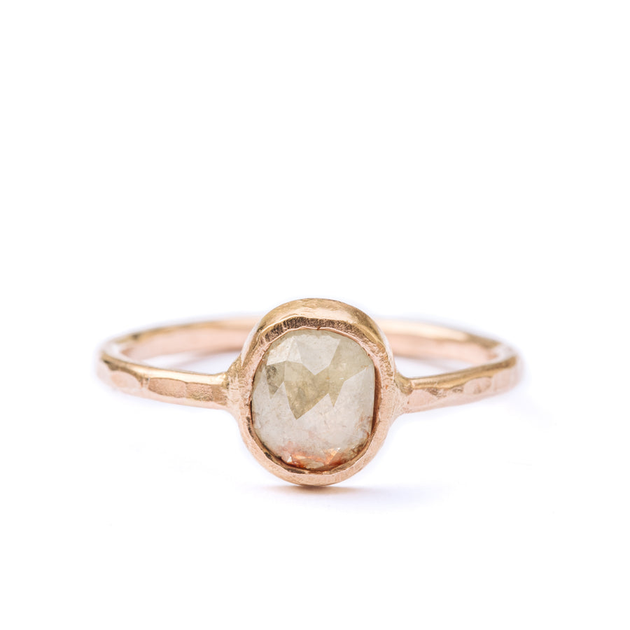 Painted Desert | Oval Rose Cut Champagne Diamond Engagement Ring - MTD