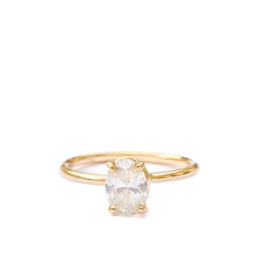 Ellie | Oval Engagement Ring Hammered Gold Band - MTD