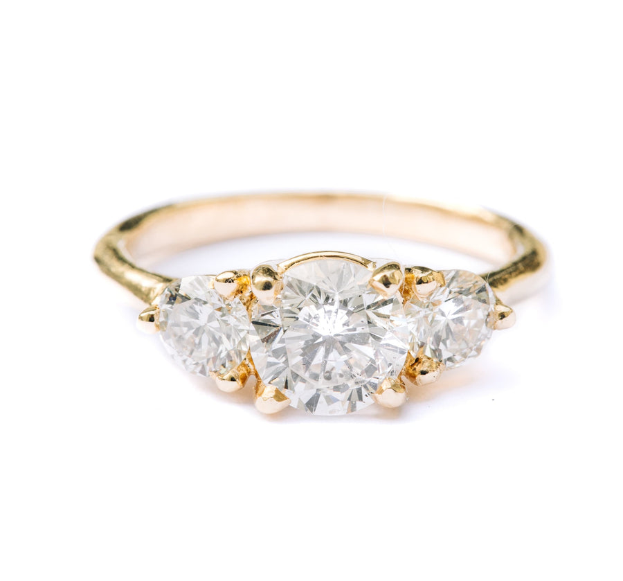 Nadia | 3 Stone Diamond Engagement Ring 14k Recycled Yellow Gold - MTD