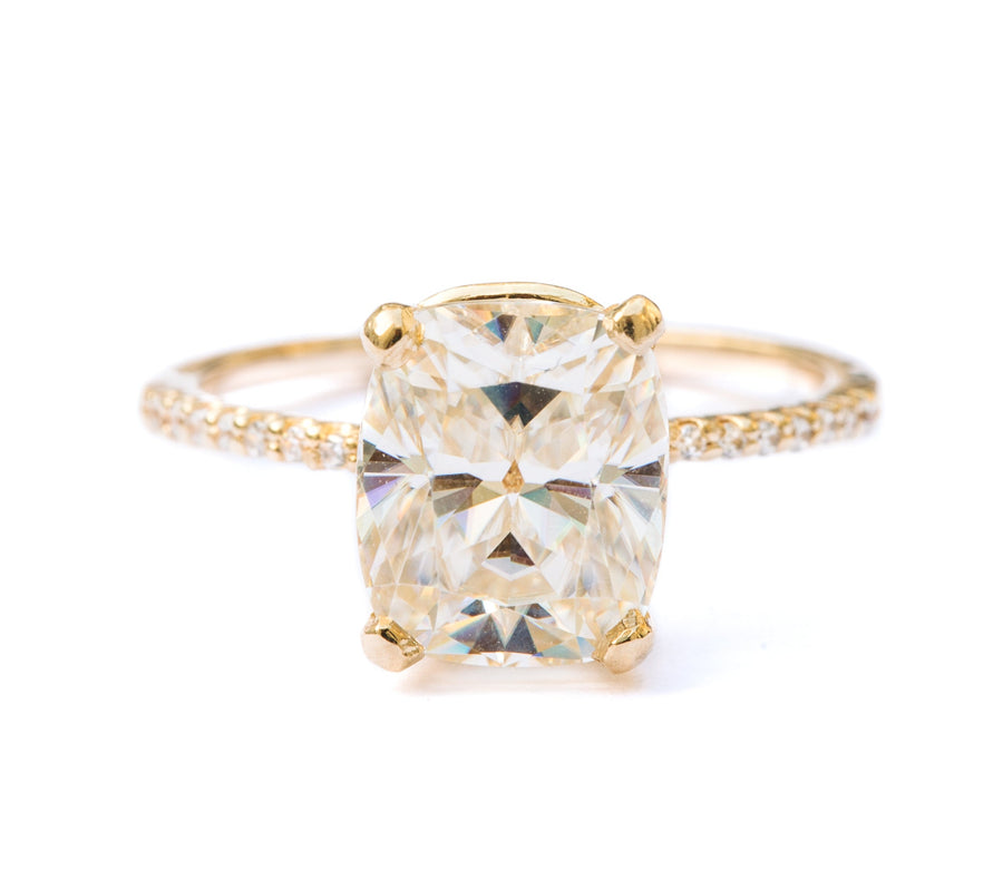 Journee in Diamonds | Elongated Cushion Cut Moissanite with Pave Diamond Band - MTD