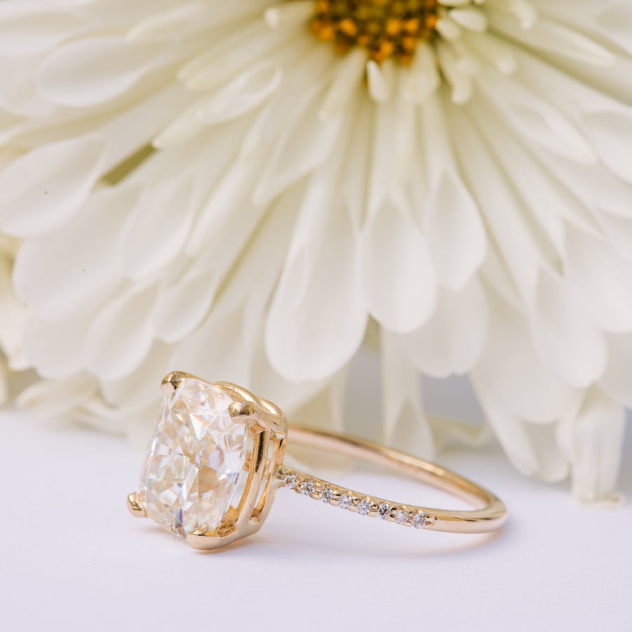 Journee in Diamonds | Elongated Cushion Cut Moissanite with Pave Diamond Band - MTD