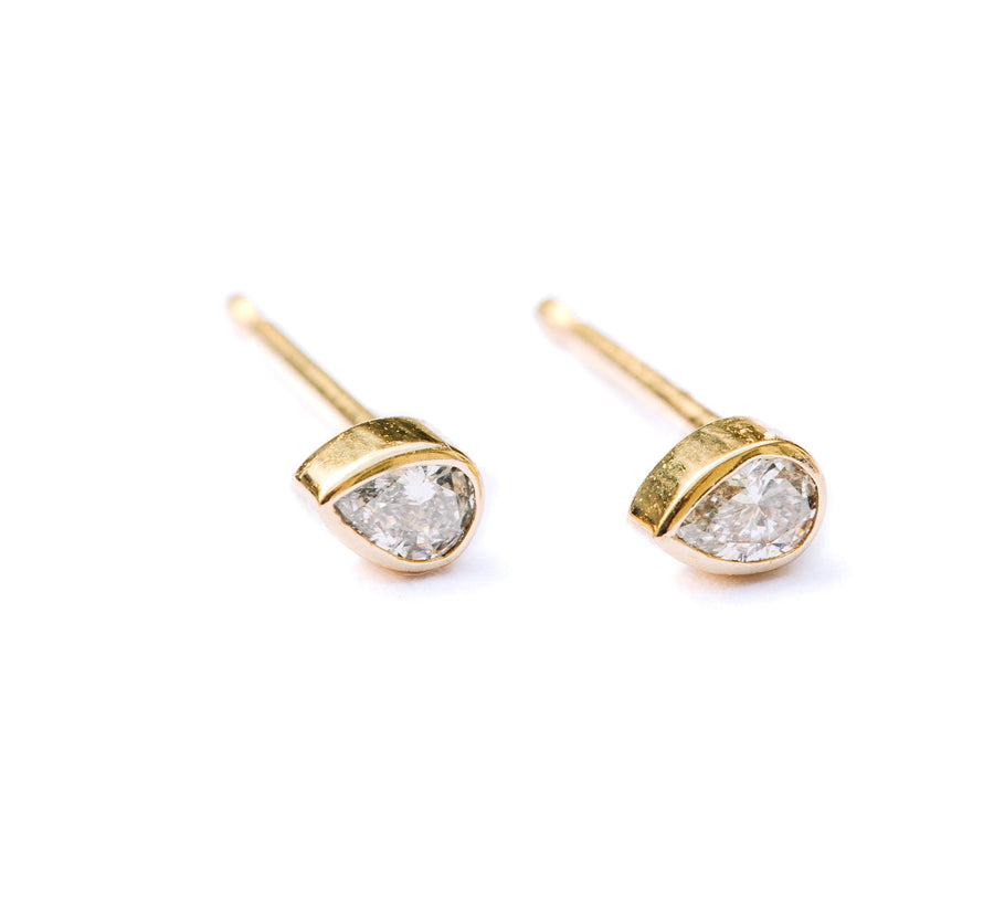 Tiny Pear Diamond Studs - MTD