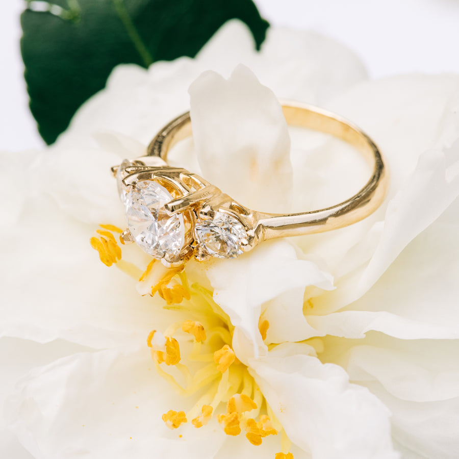 Nadia | 3 Stone Diamond Engagement Ring 14k Recycled Yellow Gold - MTD