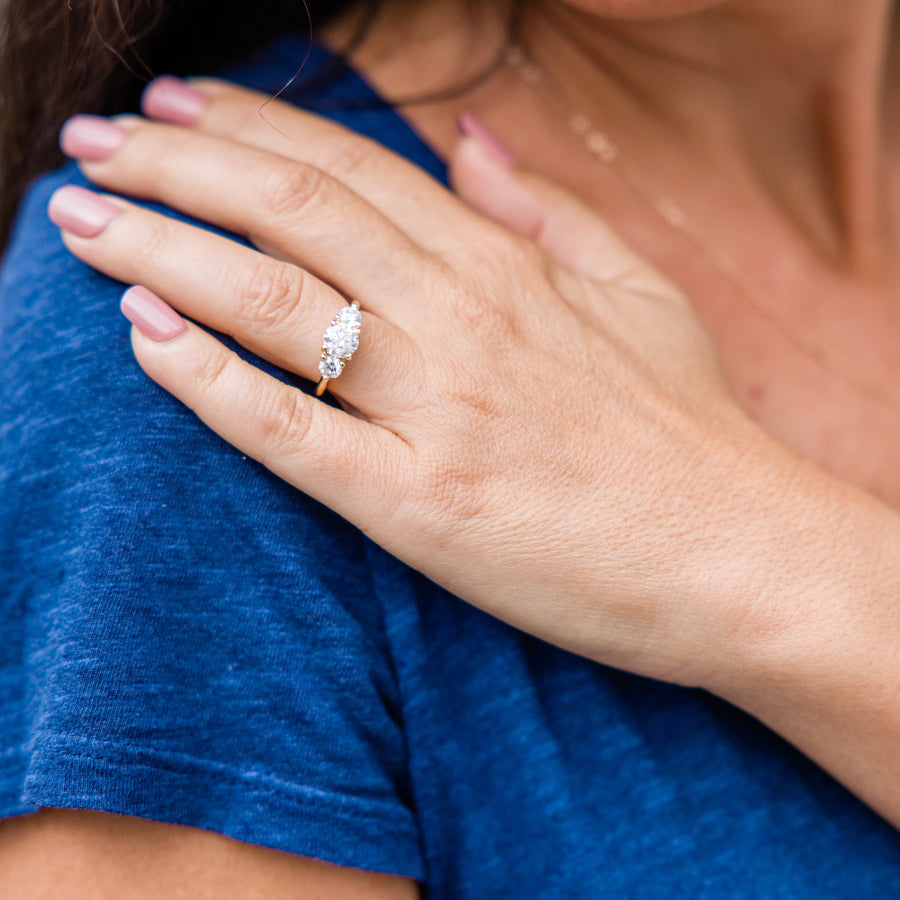 Nadia | 3 Stone Diamond Engagement Ring 14k Recycled Yellow Gold - MTD