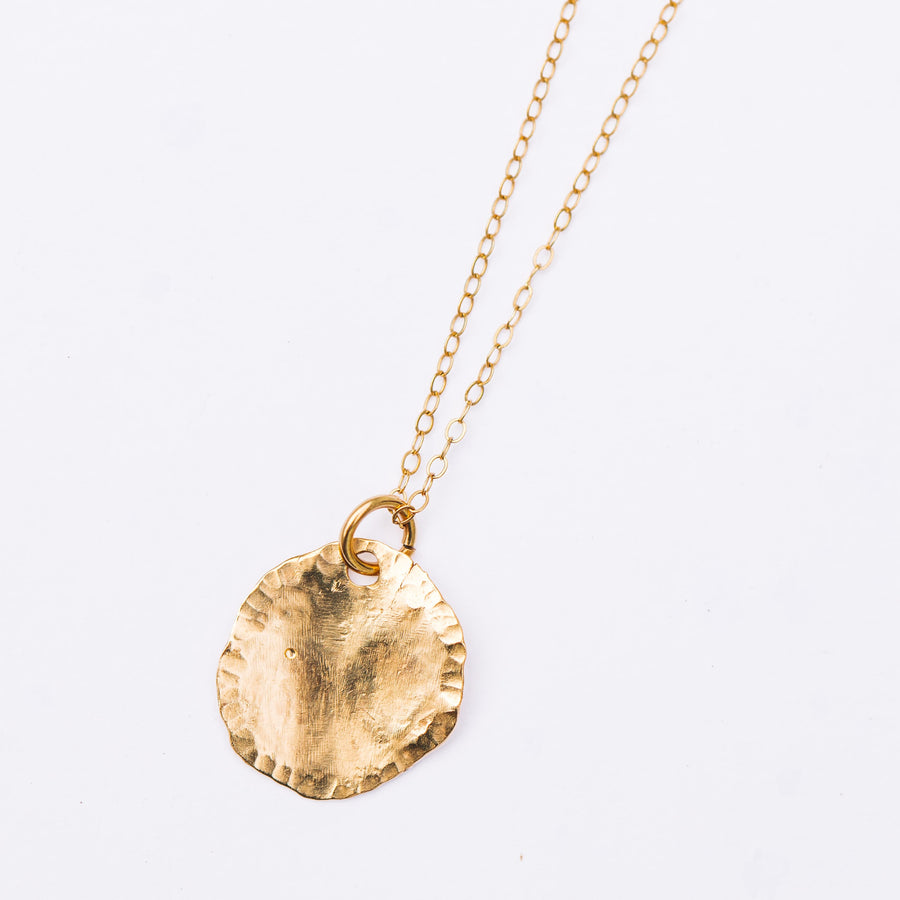 Yellow Gold Large Disc Necklace | The Silver Store