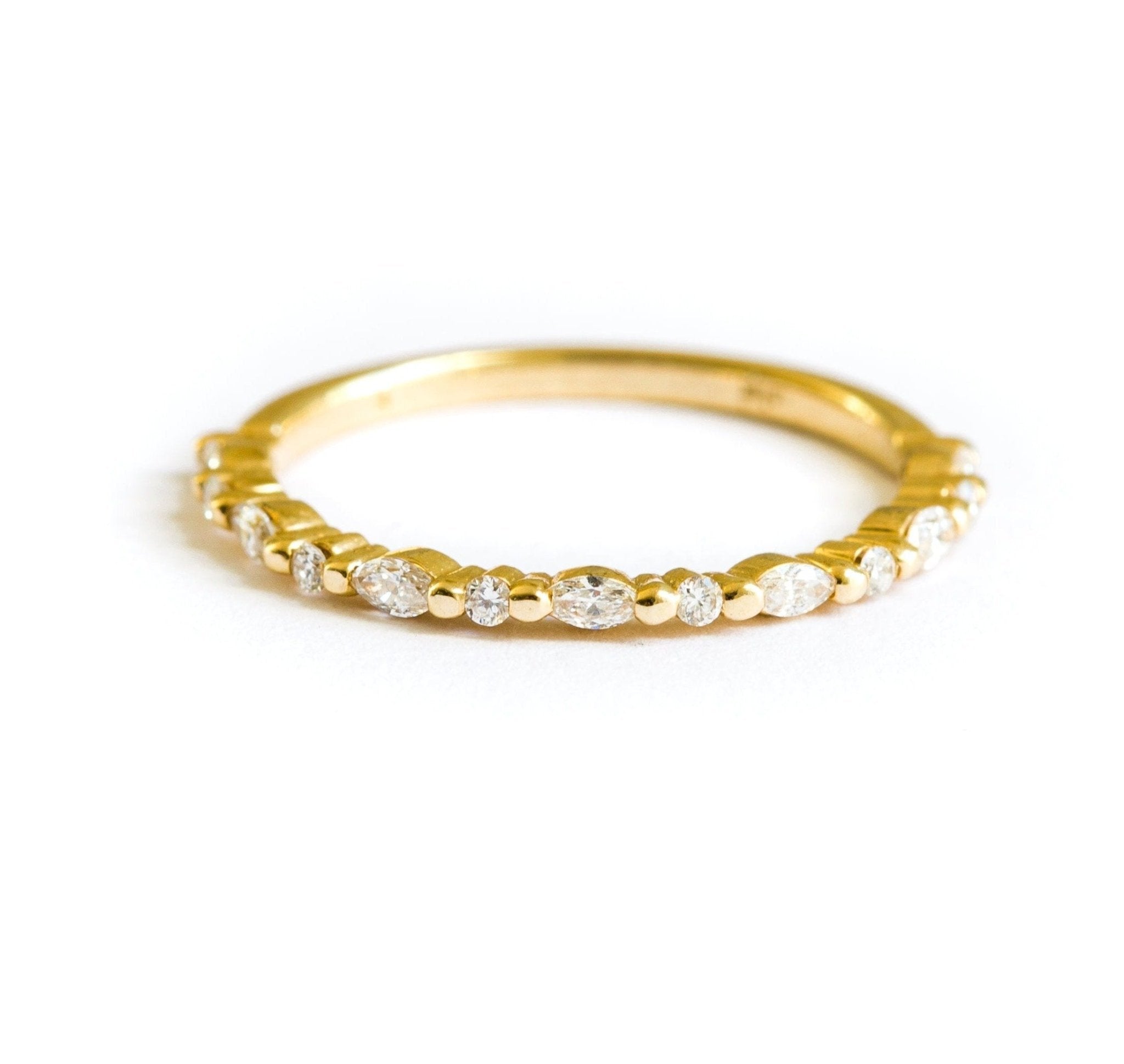 Lace Diamond Wedding Band | Marquise and Round Diamond Wedding Band 14k gold - MTD