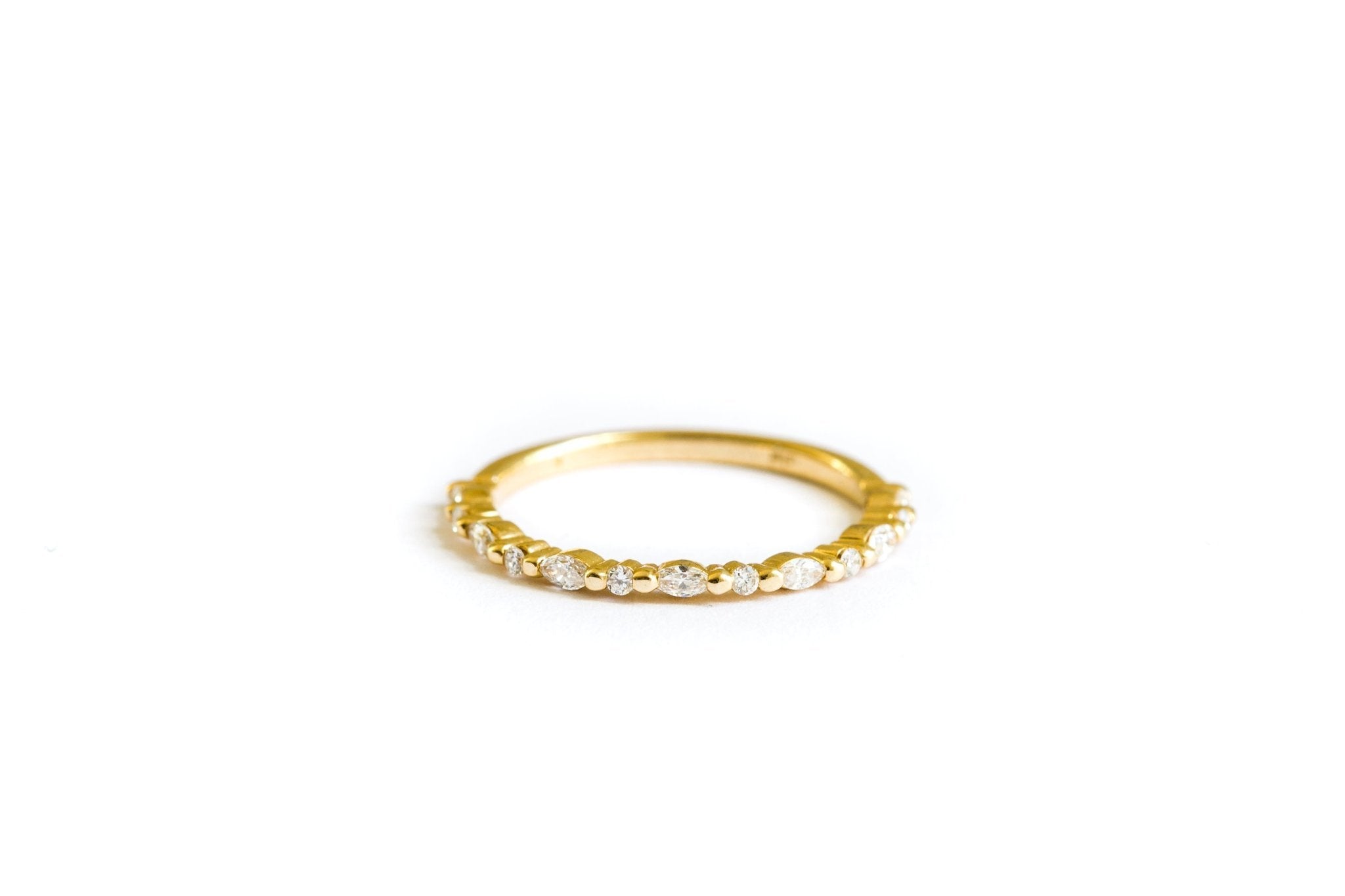 Lara Elongated Moissanite Oval Engagement Ring Stacked | Stacking Moissanite and Diamond Engagement Ring Set - MTD