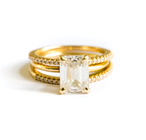 Anna Emerald Cut Moissanite Engagement Ring Stacking Set - MTD