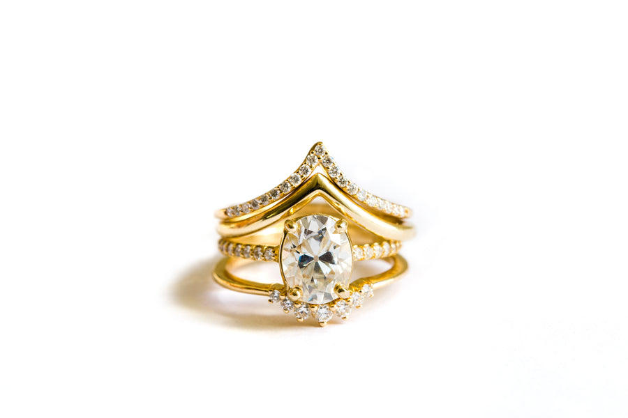 Waterfall Oval Moissanite Engagement Ring | Old Mine Cut Oval Moissanite and Diamond  Engagement Ring - Melissa Tyson Designs