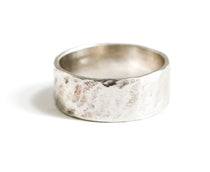 Matt Hammered Heavy 14k White Gold Wedding Band | Men's Wide Hammered Wedding Band - MTD