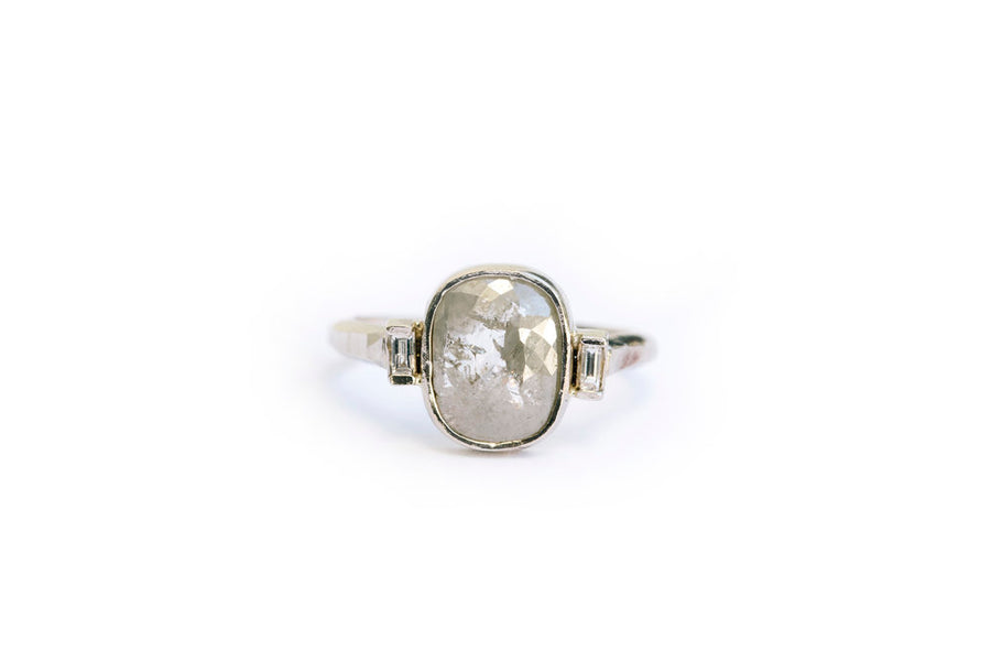 Salt and Pepper Three Diamond Engagement Ring - Melissa Tyson Designs
