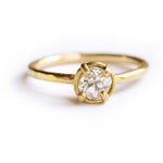 Elizabeth | Old Mine Cut Diamond Engagement Ring Hammered 14k Recycled Gold - MTD